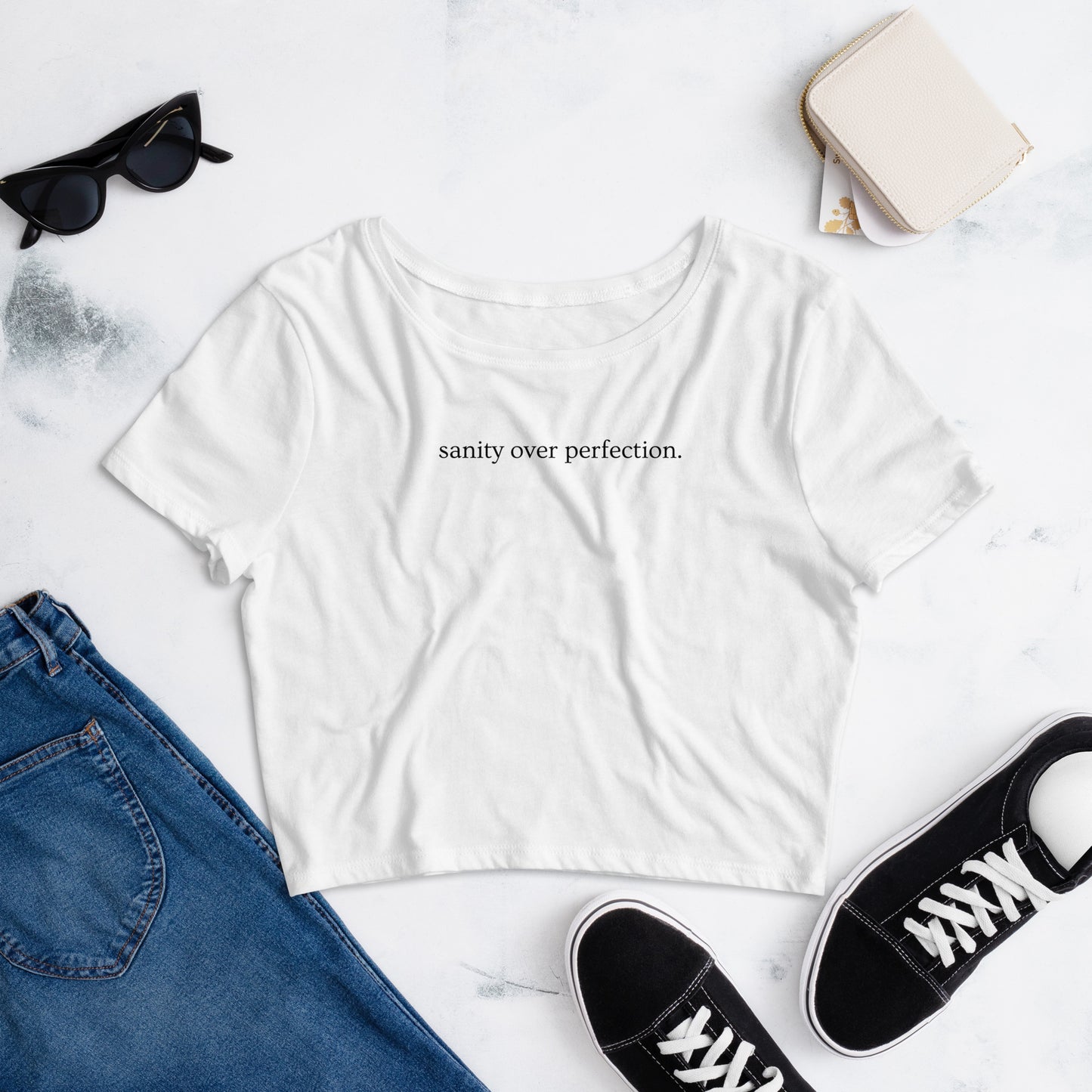 Sanity Over Perfection Cropped Tee